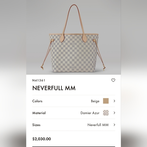 💎Authentic💎 Louis Vuitton Neverfull MM white Damier Azur - Picture 4 of 16